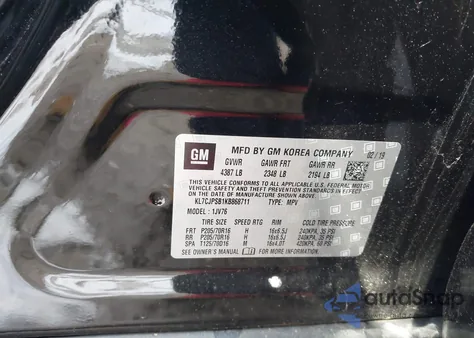 2019 Chevrolet Trax Lt from USA, damaged, VIN KL7CJPSB1KB868711